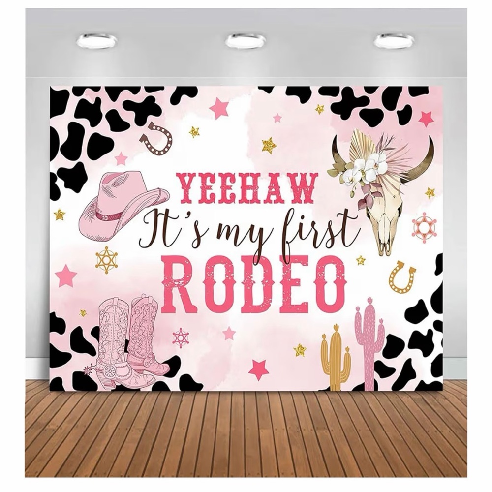 Yeehaw It's My First Rodeo Backdrop - Picture 4 of 4
